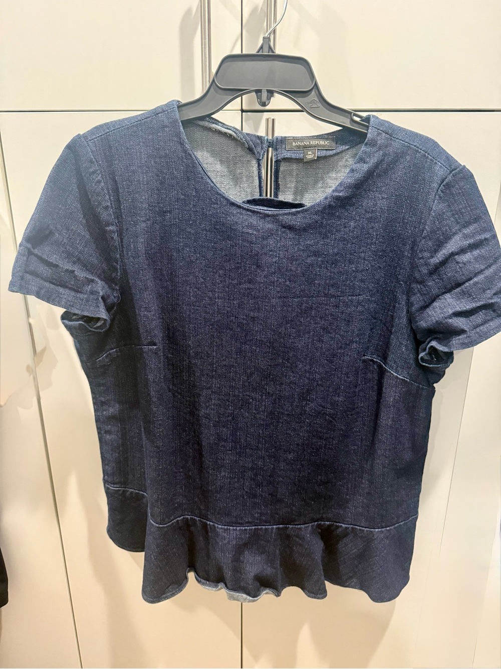 Banana Republic Dark Indigo Denim Short-Sleeve Peplum Top